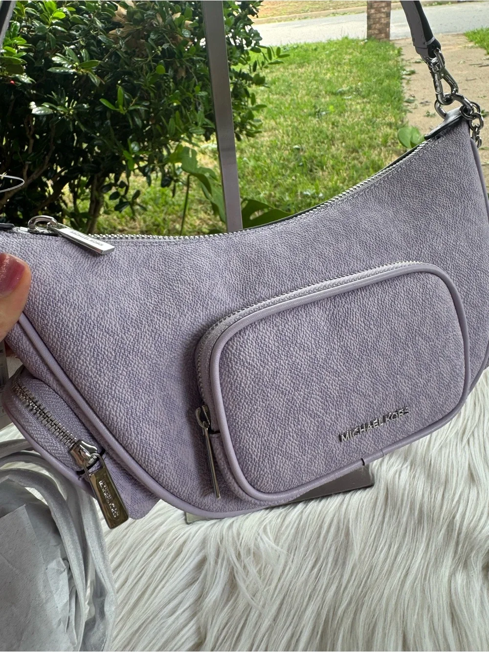 Michael Kors Lavender Saffiano Crescent Shoulder Bag